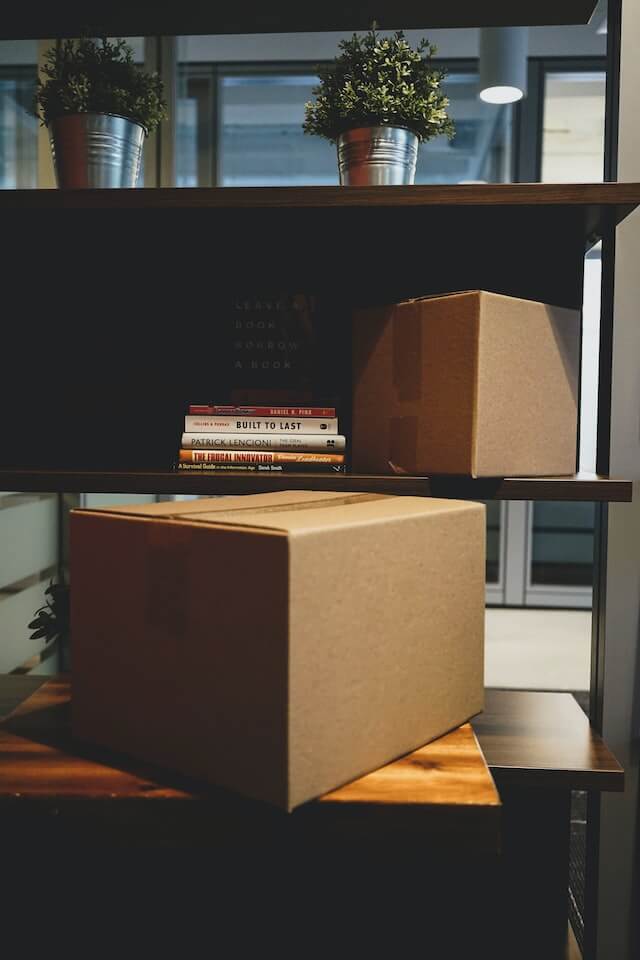 packed boxes sitting on a desk