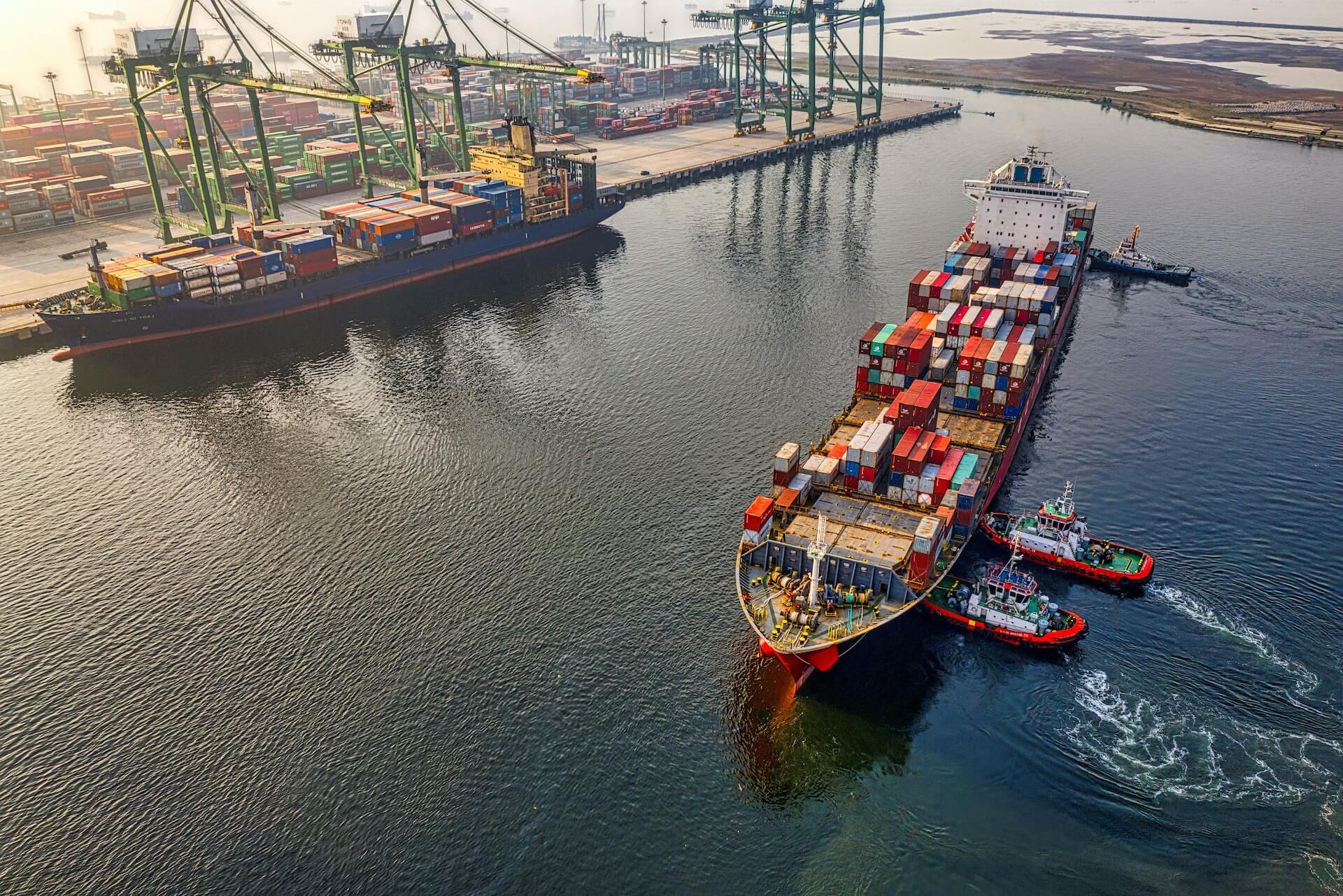 Cargo ship moved into the harbour