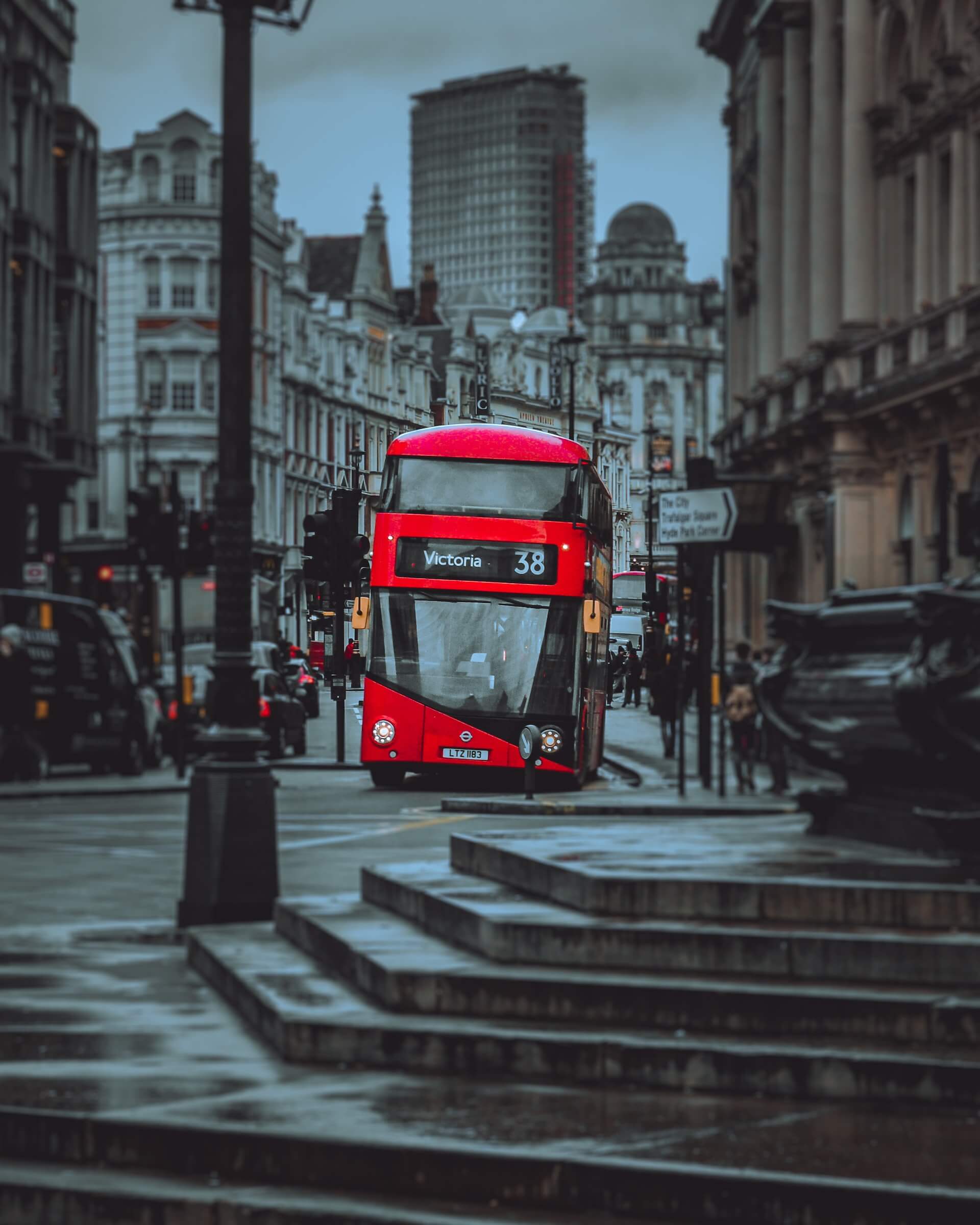 London bus driving around town